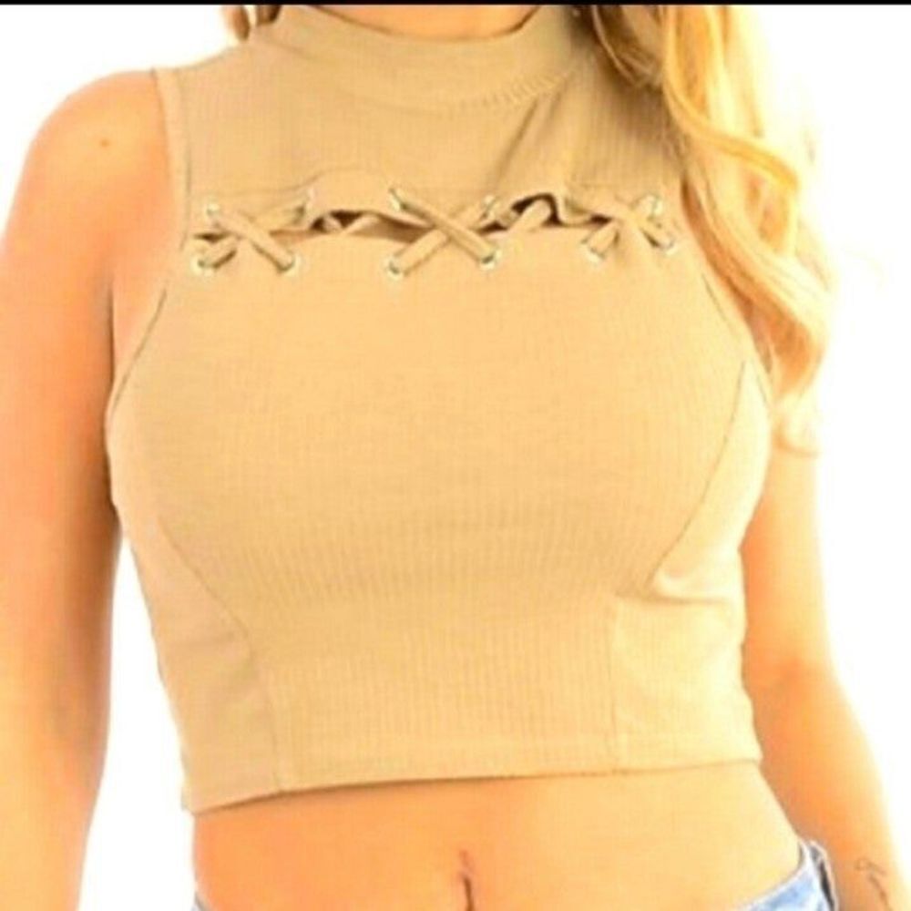 Ladies Nude Sexy Crop Top Sz Large